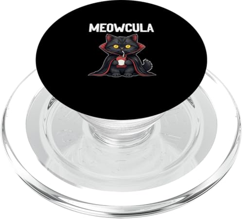 Meowcula Cute Black Cat Vampire Costume PopSockets PopWallet for MagSafe