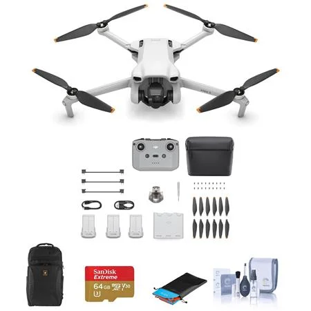 Mini 3 Drone Fly More Combo with RC-N1 Controller Bundle with Backpack, 64GB microSDXC Memory Card, Foldable Landing Pad Pro, Cleaning Kit
