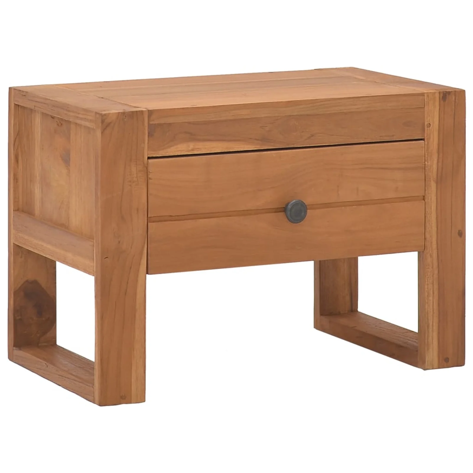 Anself Bedside Cabinet with Storage Drawer Teak Wood Nightstand Sofa and Couch End Side Table for Bedroom, Living Room, Home Furniture Decor 19.7 x 11.8 x 13.8 Inches (L x W x H)