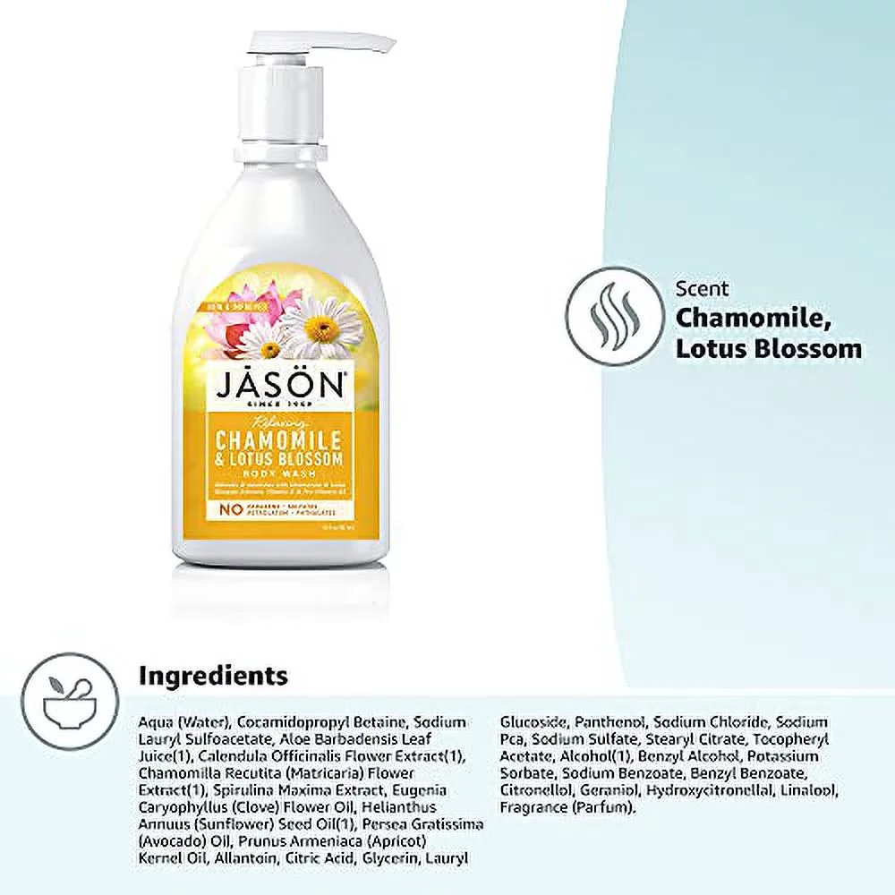 Jason Natural Body Wash & Shower Gel, Relaxing Chamomile & Lotus Blossom, 30 Oz