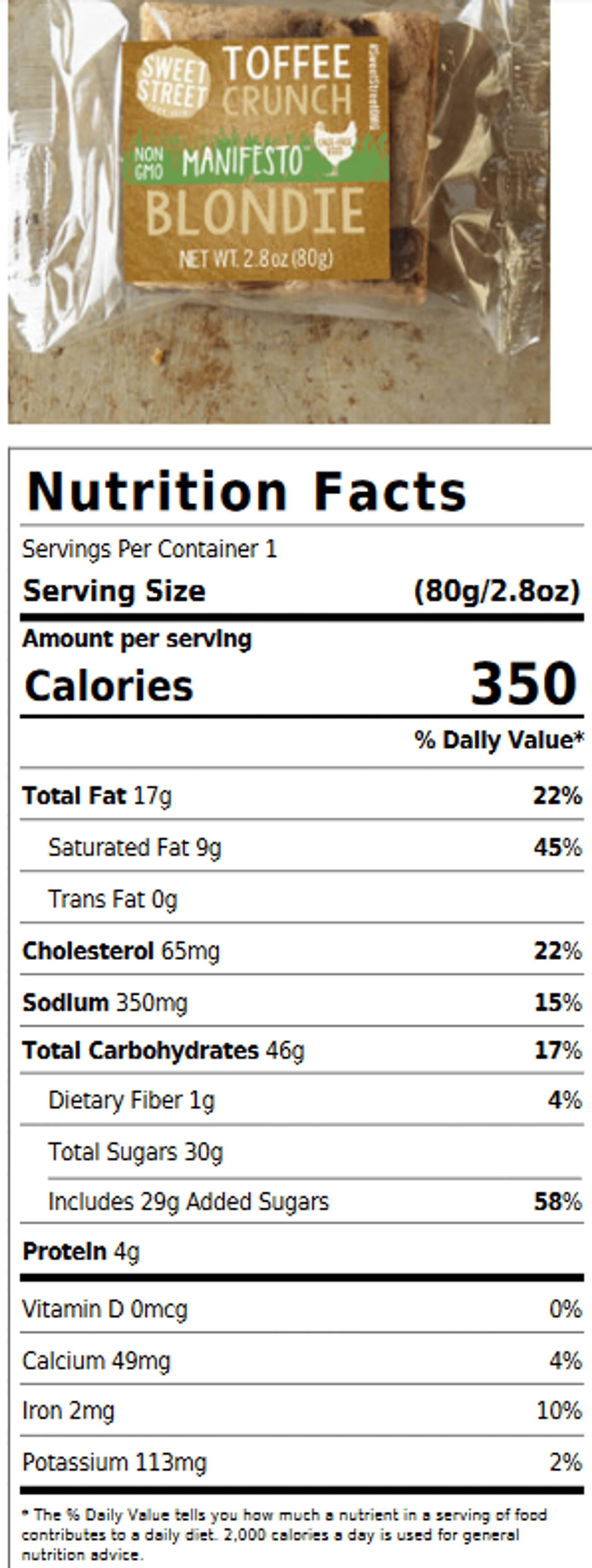 Sweet Street Individually Wrapped Toffee Crunch Manifesto Blondie (8 Count)