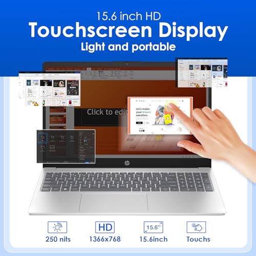 HP 15.6 Business Touchscreen Laptop Computer - w/Office Lifetime & Windows 11 Pro & DVD Drive | 15.6