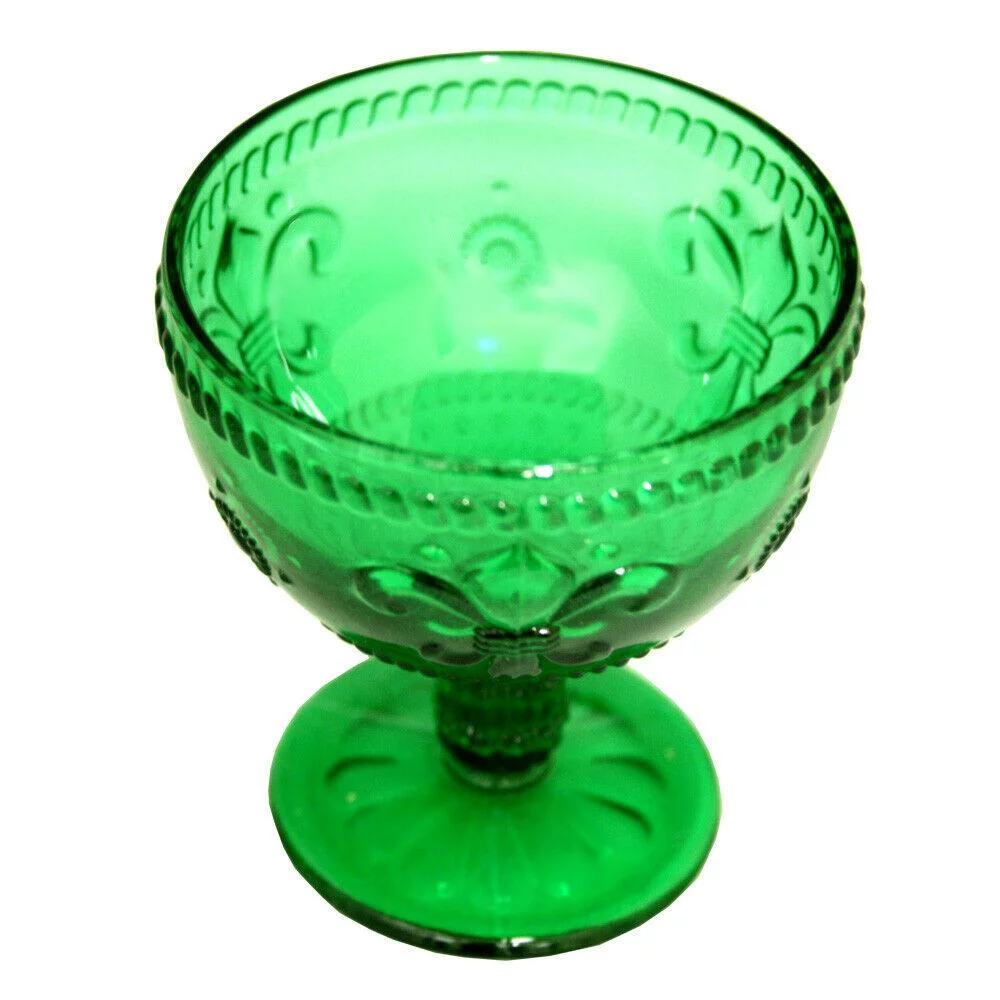 Vintage Pressed Colorful Glass Dessert Bowls (12 oz. set of 4) - Forest Green