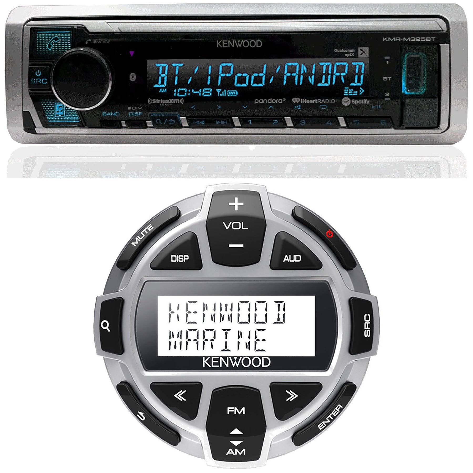 Kenwood KMR-M325BT Single DIN Marine Digital Media Bluetooth Receiver Kenwood KCA-RC55MR Wired Remote