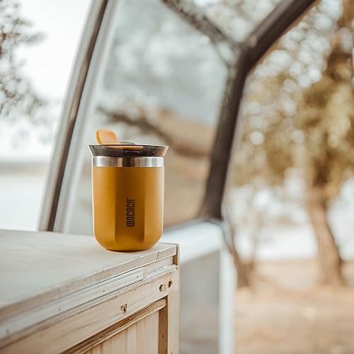 WACACO Octaroma Classico Vacuum Insulated Coffee Mug, Double-wall Stainless Steel Travel Tumbler With Drinking Lid, 6 fl oz (180ml), Carmine Red