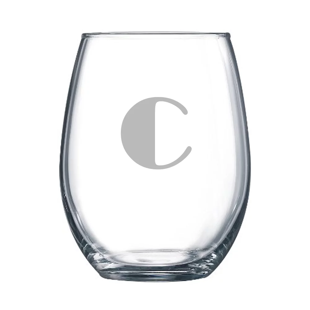 4-pc Broadway Personalized 15 oz Stemless Wine Glass, Letter T