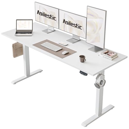 Agilestic Electric Standing Desk, 48 x 24 Inches Height Adjustable Desk, Sit Stand up for Work Office Home, Ergonomic Rising Computer Table with Memory Preset, Rustic Brown