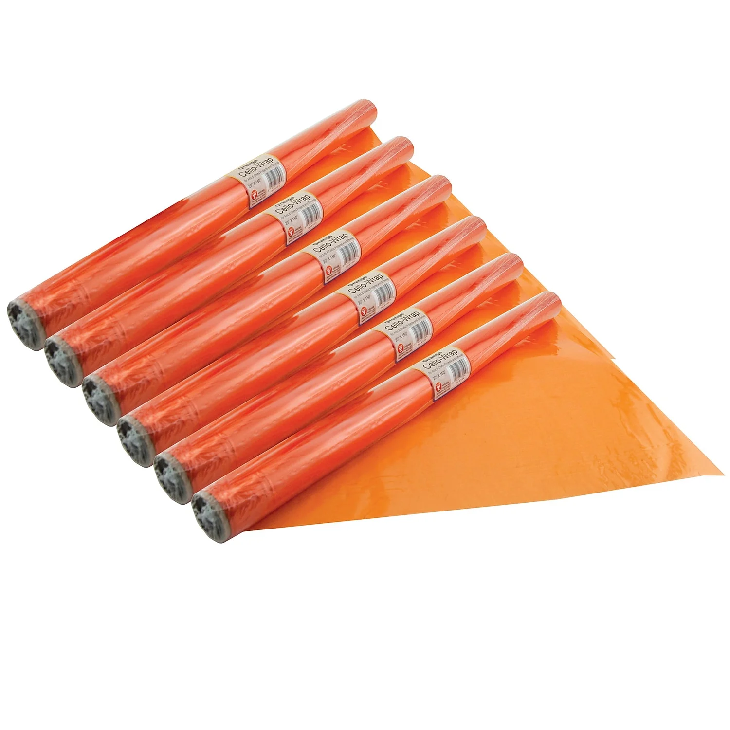 Hygloss Products HYG71504-6 Cello Wrap Roll, Orange - 6 Roll