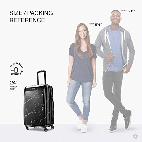 American Tourister Moonlight Hardside Expandable Luggage with Spinner Wheels, Blue Terazzo, 2-Piece Set (20/28)