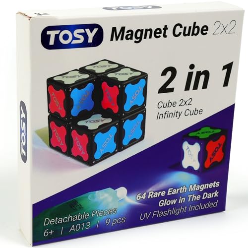 TOSY Magnet Cube 3x3 - 240 Magnets, 30 Blocks, 7in1 Toy: Puzzle Cube Game, Creative Building Blocks, Transformable Fidget Spinner, Infinity Cube, Magnet Tiles, UV Flashlight, Glowing STEM/STEAM Toy