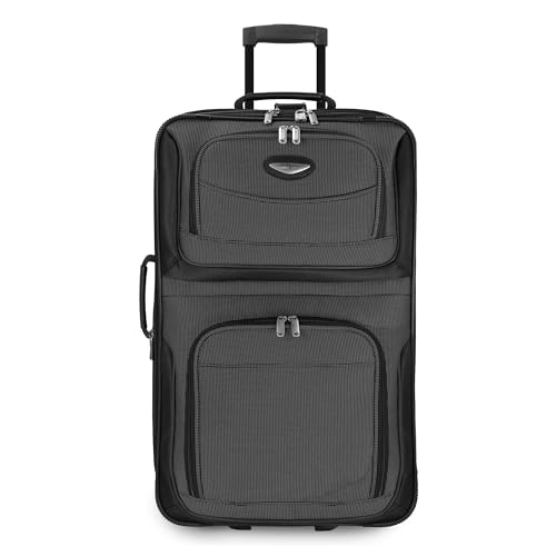 Travel Select Amsterdam 4-Piece Softside Expandable Luggage Set, Lightweight 2-Wheel Upright Suitcases, Travel Tote, Packing Cubes, Gray