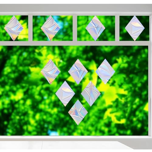 36PCS Snowflake Window Stickers Anti Collision Decals to Save Birds - Non Adhesive Prismatic Vinyl Rainbow Stickers