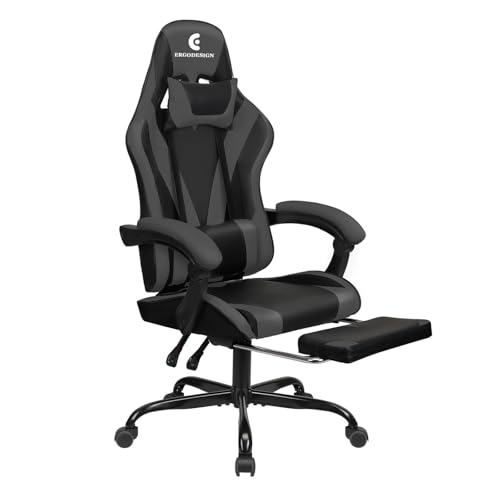 Gaming Chair with Linkage Armrest & Footrest, High Back Video Gaming Chair, Black