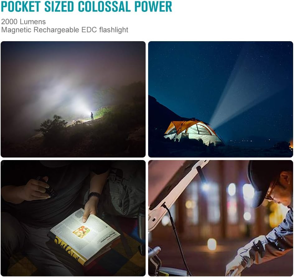 OLIGHT BatonPro 2000 Lumens Compact Rechargeable Side-Switch LED Flashlight with Single 3500mAh 18650 Customized Battery, Magnetic Charger Cable