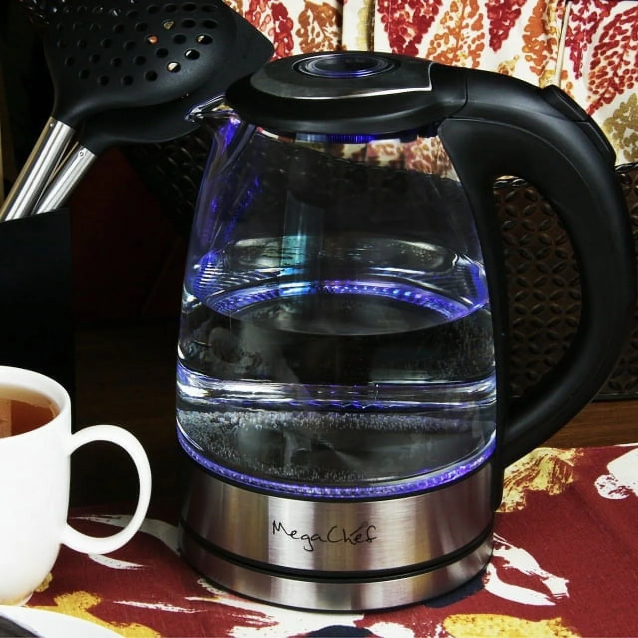 MegaChef 7 Cups 1.7 l Glass and Stainless Steel Electric Tea Kettle