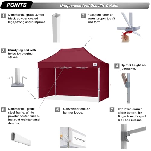 ABCCANOPY Easy Pop Up Canopy Tent with Sidewalls 10x10 Commercial -Series, White