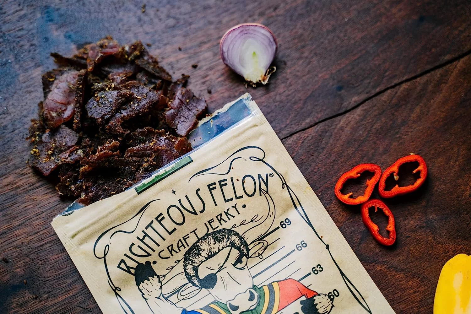 Righteous Felon Biltong Beef Jerky Variety Pack 2 oz Bags Low Carb Zero Sugar Gluten-Free Snacks 3 Pack