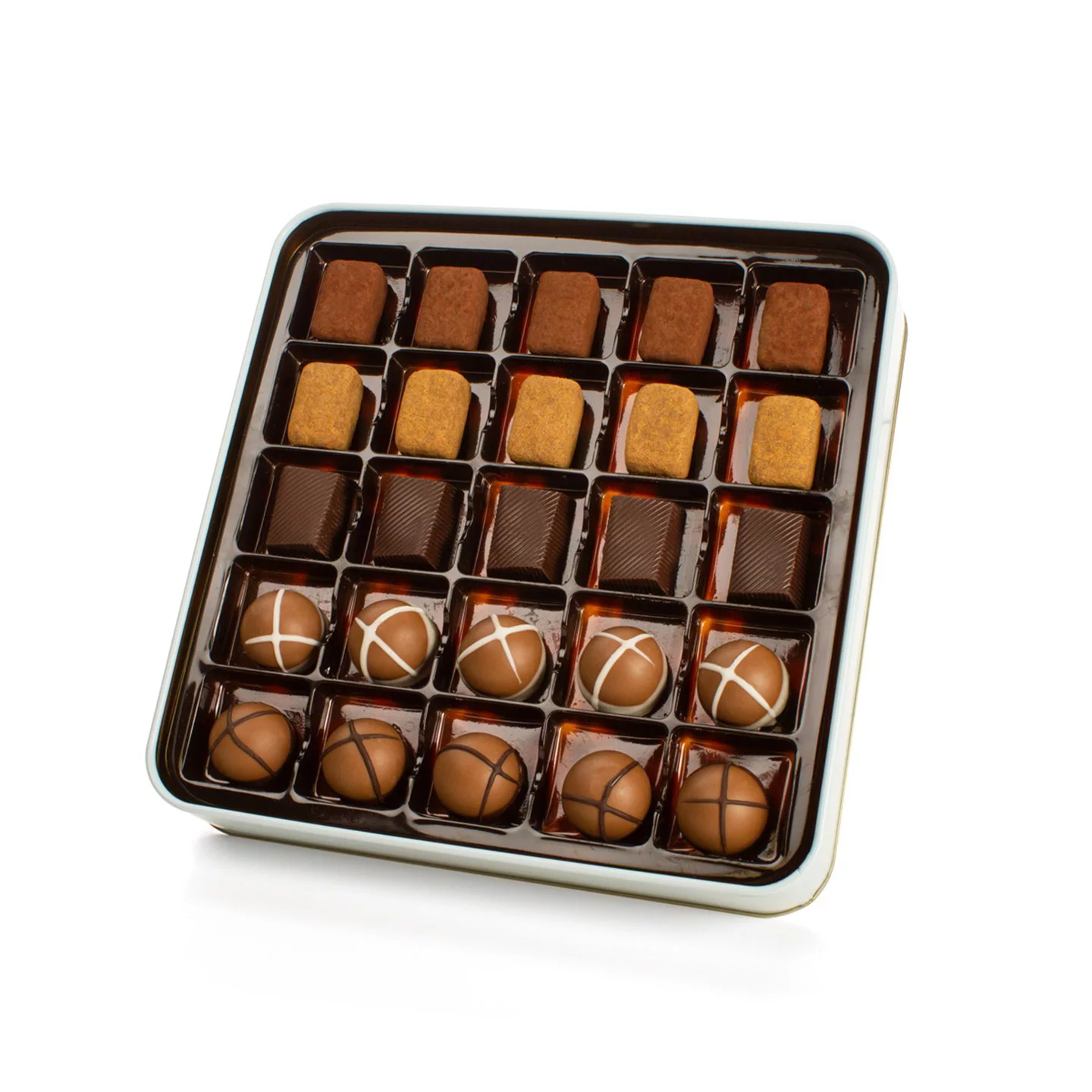 Praline Truffle Metal Chocolate Gift Box, Unique Gift Idea For Him or Her, Assorted Gourmet Treats Chocolates
