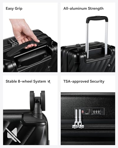 LUGGEX Luggage with Spinner Wheels, Polycarbonate Expandable Hard Shell Suitcase, Carry On 20 Inch, Charcoal Metallic