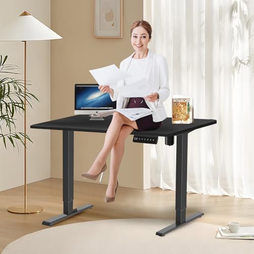 Electric Standing Desk Frame Workstation,Height Adjustable Table Legs, Stand Up Computer Desk Legs for Home Office,Black Frame Only