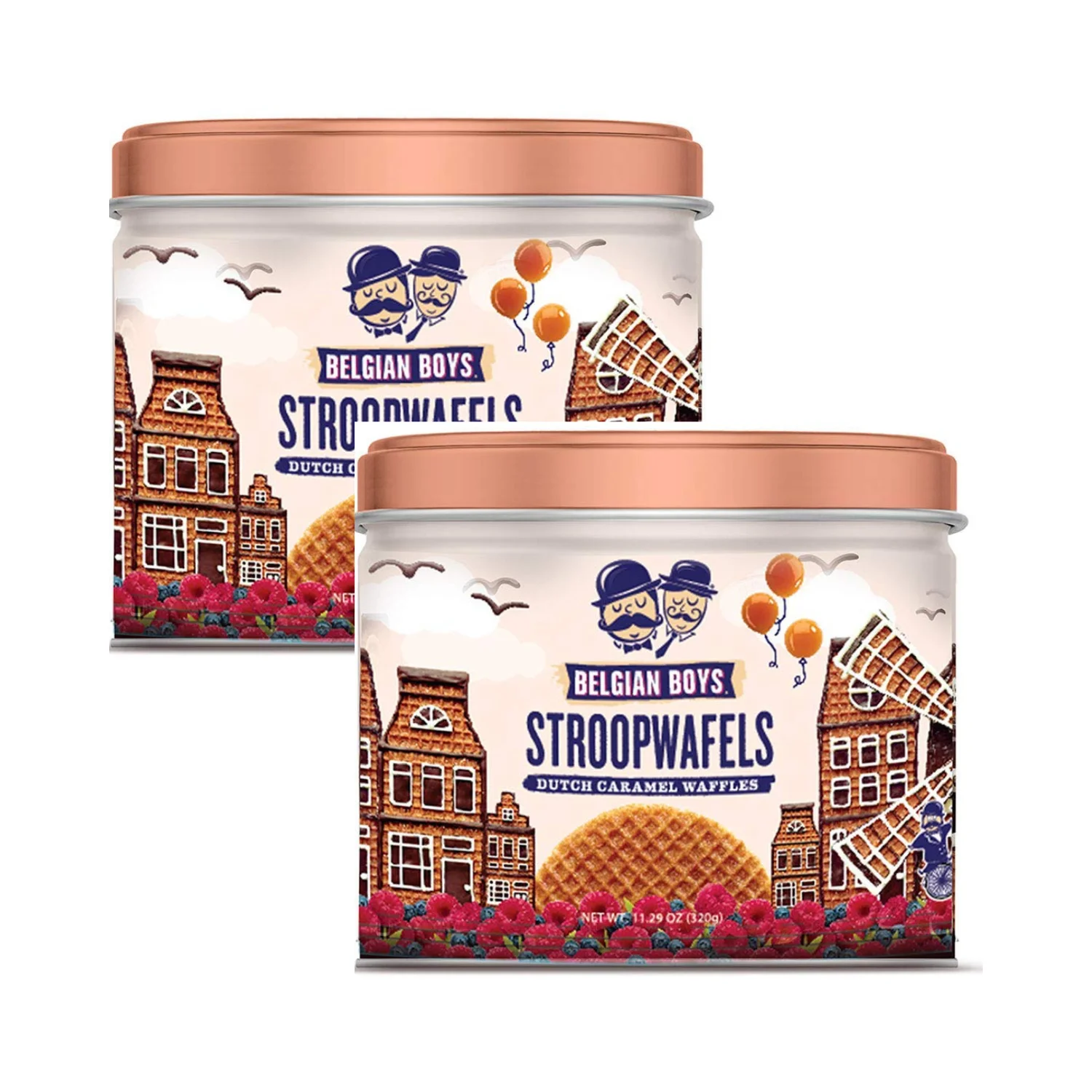 Belgian Boys Authentic Dutch Caramel Stroopwafels 11 oz 8-Count - Pack of 2