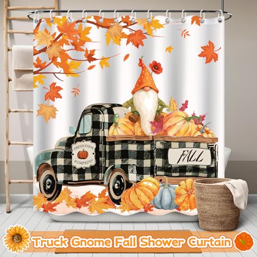 4Pcs Christmas Shower Curtain Set - Merry Christmas Bathroom Set Holiday Shower Curtain with Non-Slip Rugs, Toilet Lid Cover and Bath Mat