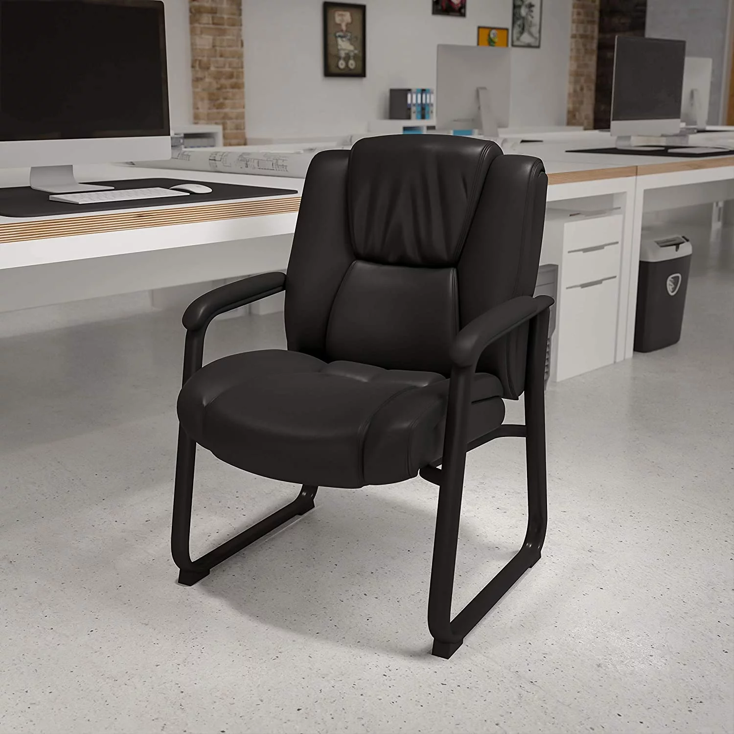 TJUNBOLIFE Reception Chairs | Black LeatherSoft Side Chairs for Reception and Office