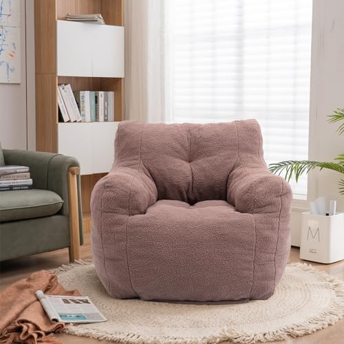 Recaceik Bean Bag Chairs, Tufted Soft Stuffed with Filler, Fluffy and Lazy Sofa, Imperial Lounger Giant Chair for Bedroom, Living Room, White