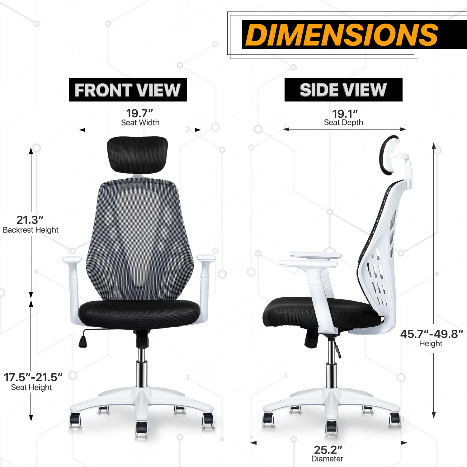 MoNiBloom Office Computer Mesh Task Chair, High Back Rolling Seat with Adjustable Headrest, Black