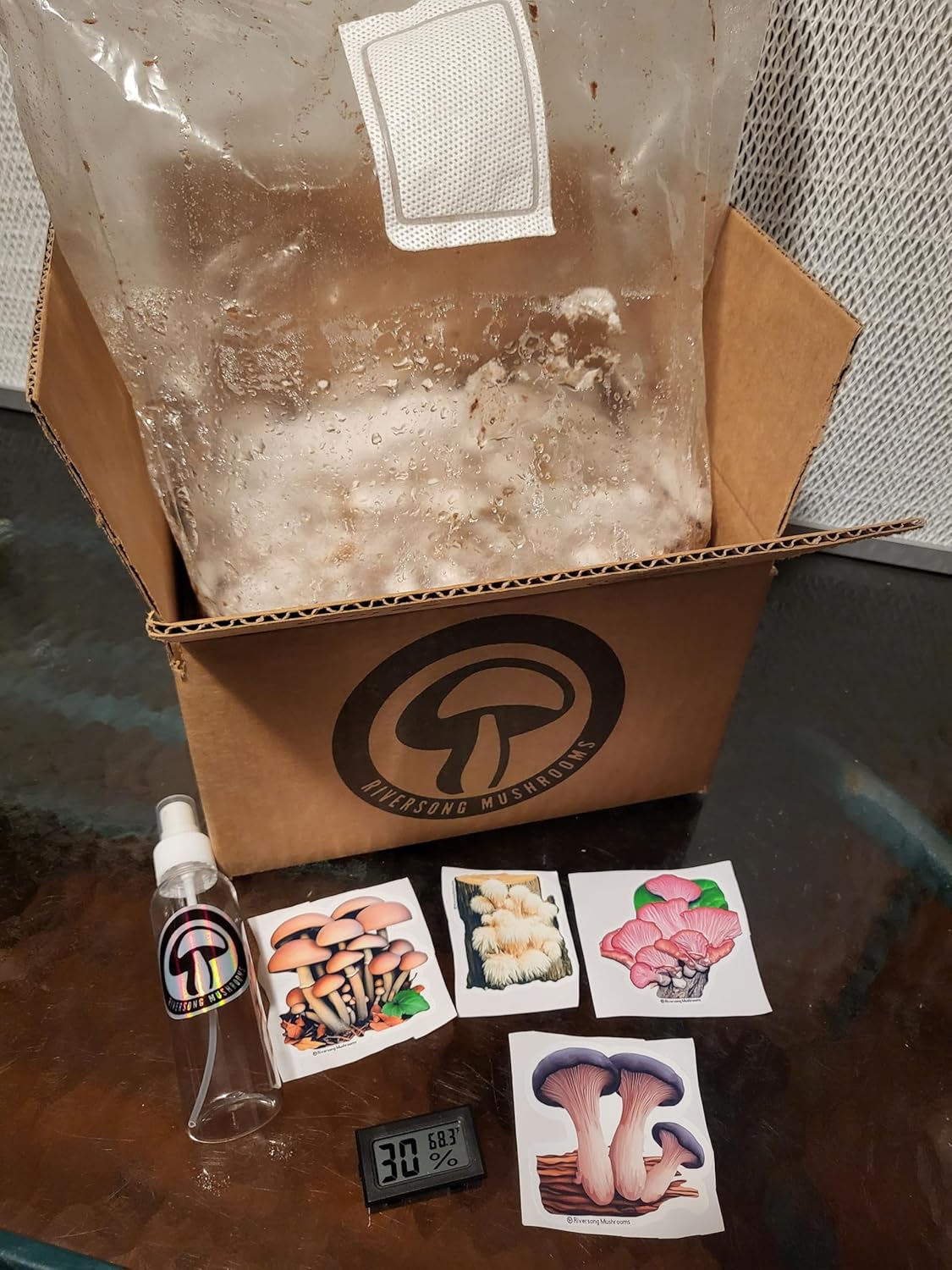 Lion's Mane Mushroom Grow Kit. XL/10lbs! Free Stickers, Sensor & Sprayer! Made with Hardwood & Organic Oats. Simply Cut, Spray, Grow! USA, White