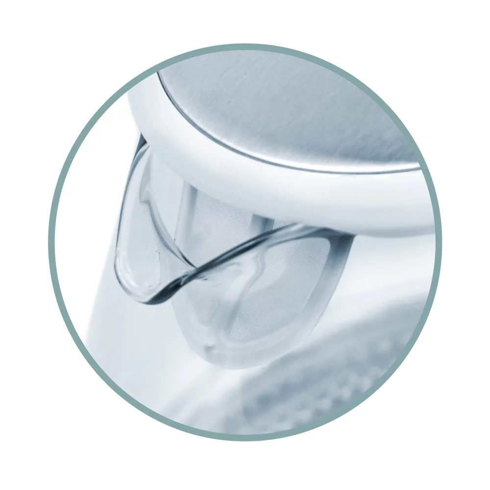 Joycook Glass Electric Tea Kettle 1.5 Liter with Built in Mesh Filter, White