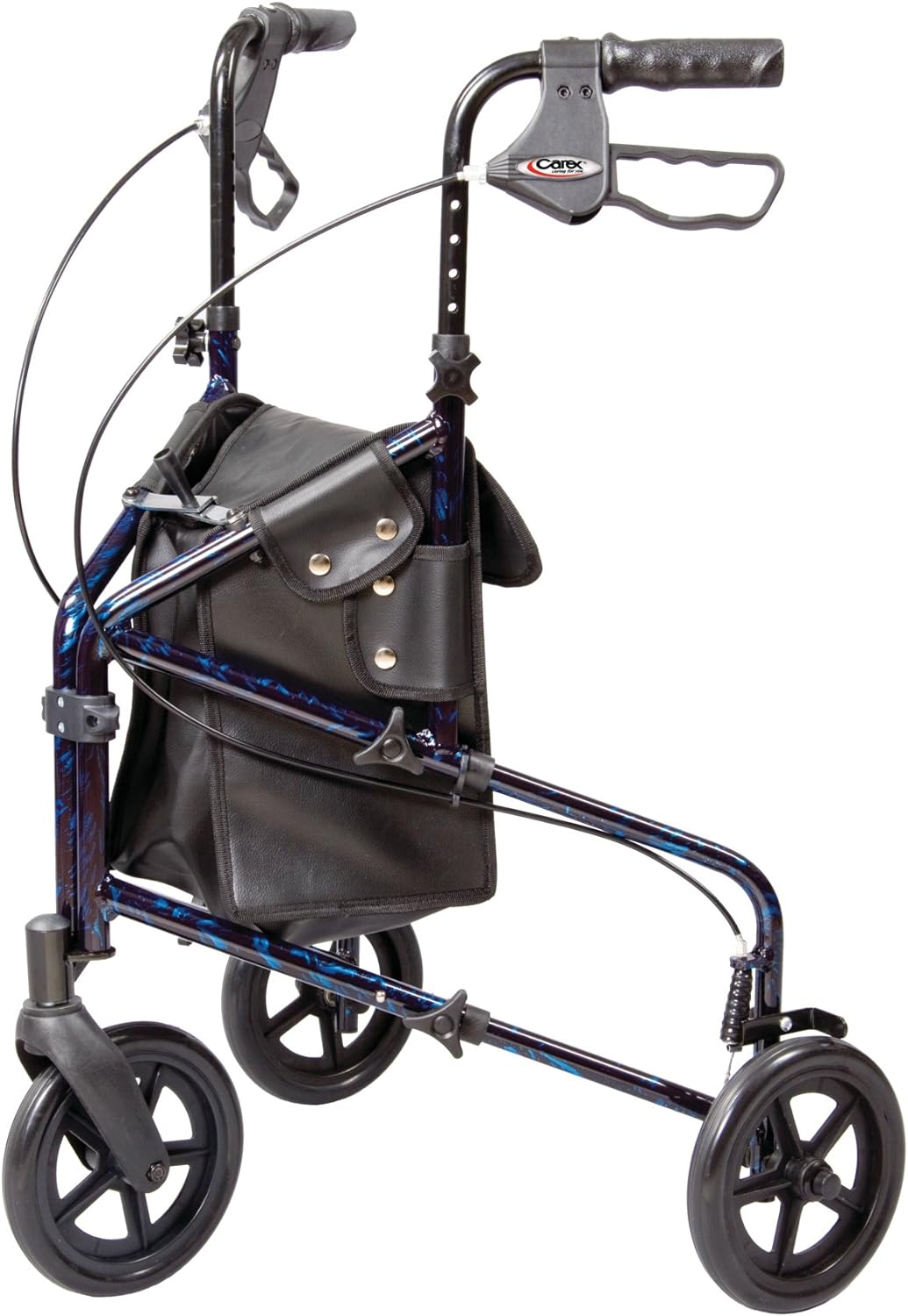 Carex 3 Wheel Walker for Seniors, Foldable, Rollator Walker with Three Wheels, Trio Walker with Height Adjustable Handles, Walker with Wheels, Folding Walker with Wheels.