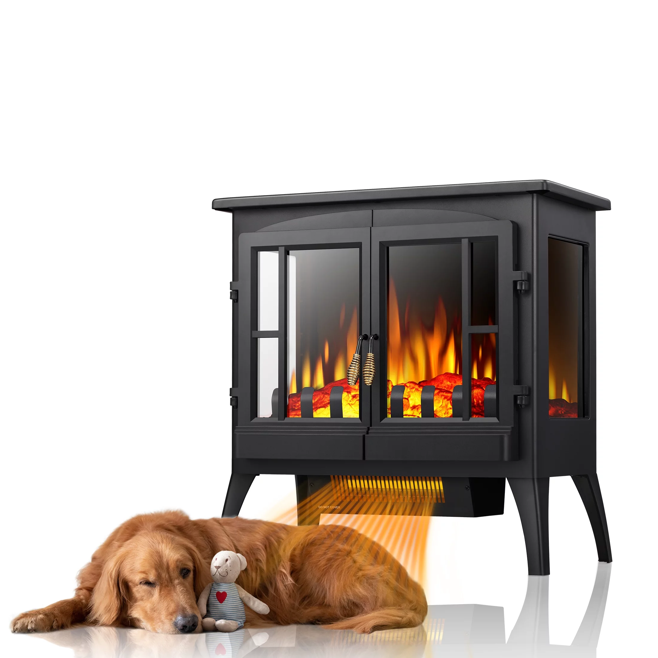 KISSAIR Electric Fireplace Stove, Freestanding,Realistic Flame, Portable,Thermostat,1000W/1500W(23 Inch)