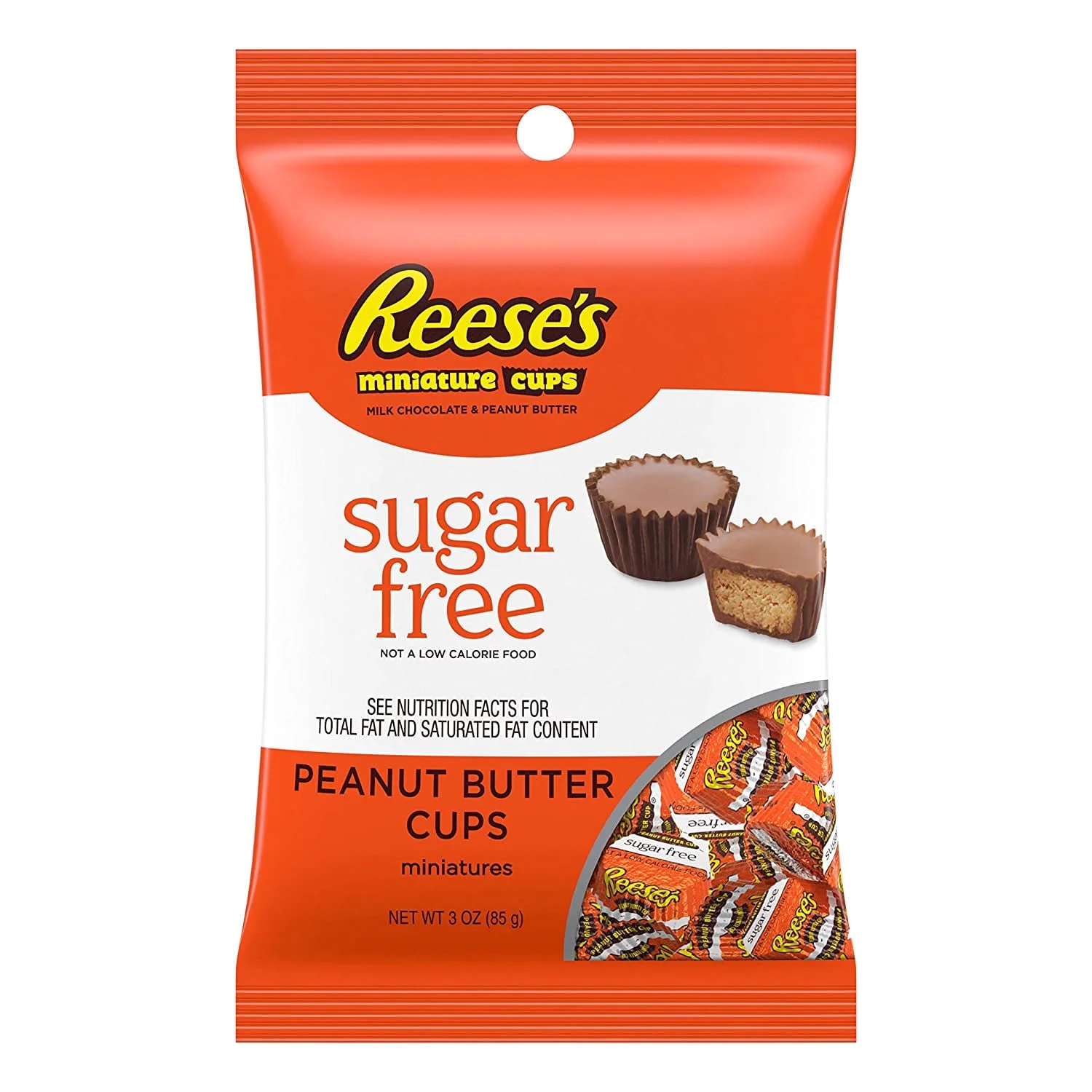 REESES Chocolate Candy, Sugar Free Peanut Butter Cup Miniatures, 3 Ounce Bag (Pack of 12)