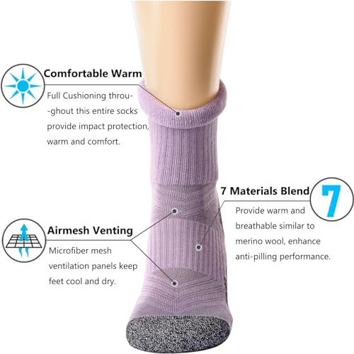 CWVLC Crew Hiking Socks, Cushion, Moisture Wicking, Arch Compression Boot Socks