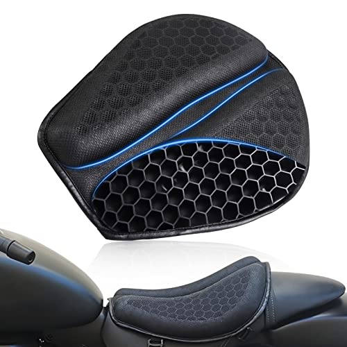Foldable Motorcycle Gel Seat Cushion, Large 3D-Honeycomb Structure Shock Absorption & Breathable Motorcycle Gel Seat Pad for Long Rides (L)