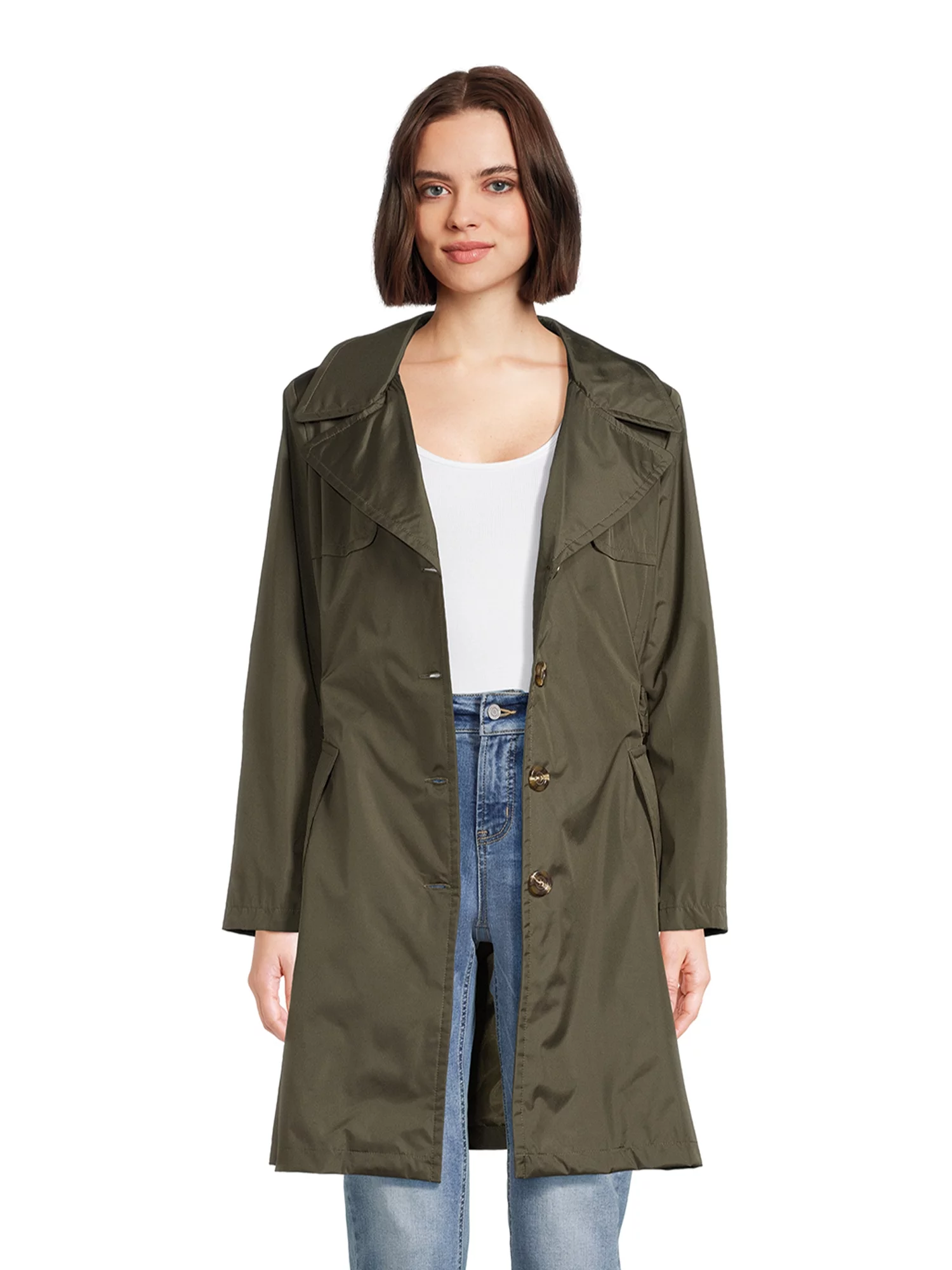 Urban Republic Women's Poly-Techno Hooded Trench Coat, Sizes S-XL