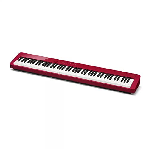 Casio Privia PX-S1100 Digital Piano Bundle with CS-68 Furniture Stand, SP-34 Sustain Pedal, Bench, Instructional Book, DVD, Online Piano Lessons, and Polishing Cloth - Red