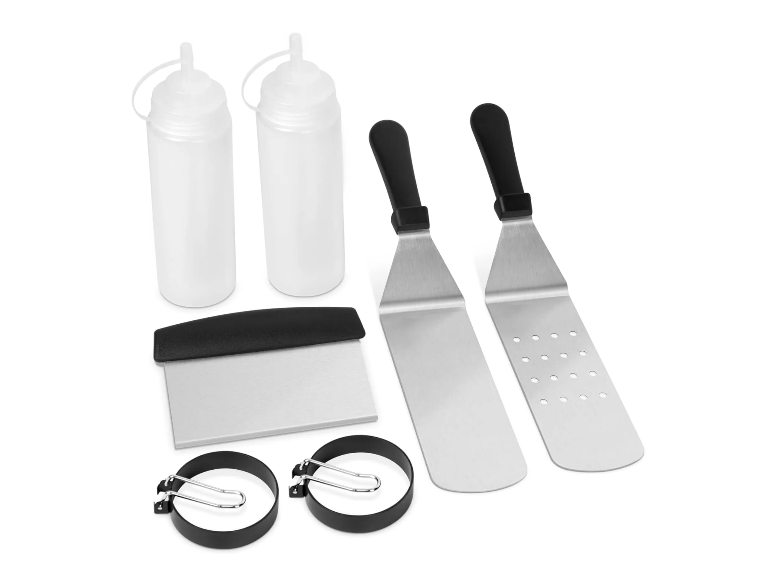 Blackstone Professional Breakfast Kit, 7 Pcs Griddle Accessories, Heat-Resistant Spatula Set, Scraper, Squeeze Bottles, Egg Rings, Heavy-Duty Grilling Tools
