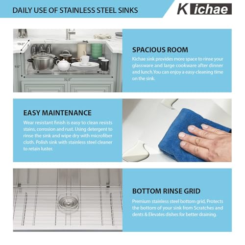 Kichae 12“ Deep Laundry Sink Undermount - 24 Inch Black Undermount Utility Sink Stainless Steel Single Bowl Under Counter Handmade Laundry Utility Room Basin