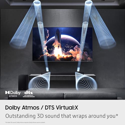 SAMSUNG Q990D 11.1.4ch Soundbar w/Wireless Dolby Atmos Audio, Rear Speaker Included, Q-Symphony, SpaceFit Sound Pro, Adaptive Sound, Game Mode Pro with Alexa Built-in, HW-Q990D/ZA