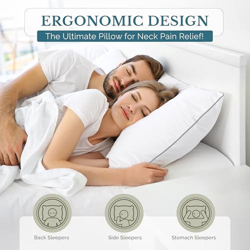 Casa Platino Bed Pillows King Size Set of 2 - Firm, Cozy & Soft Pillows for Adults- Pack of 2 – Luxury King Size Bed Pillow for Side, Back & Stomach Sleepers - White