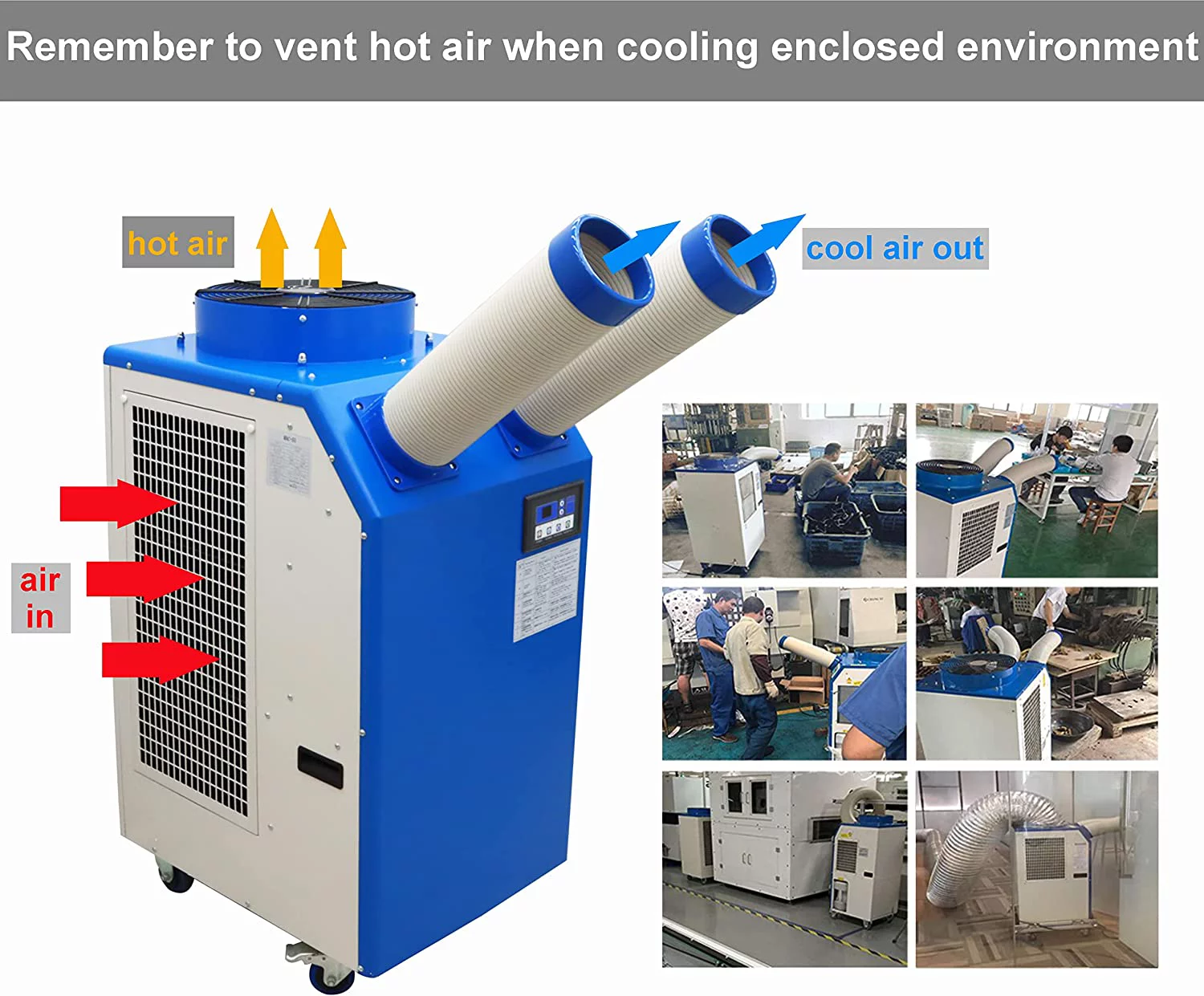 2T Ton Industrial Portable Spot Cooler Air Conditioner 220V AC 18,766 BTU