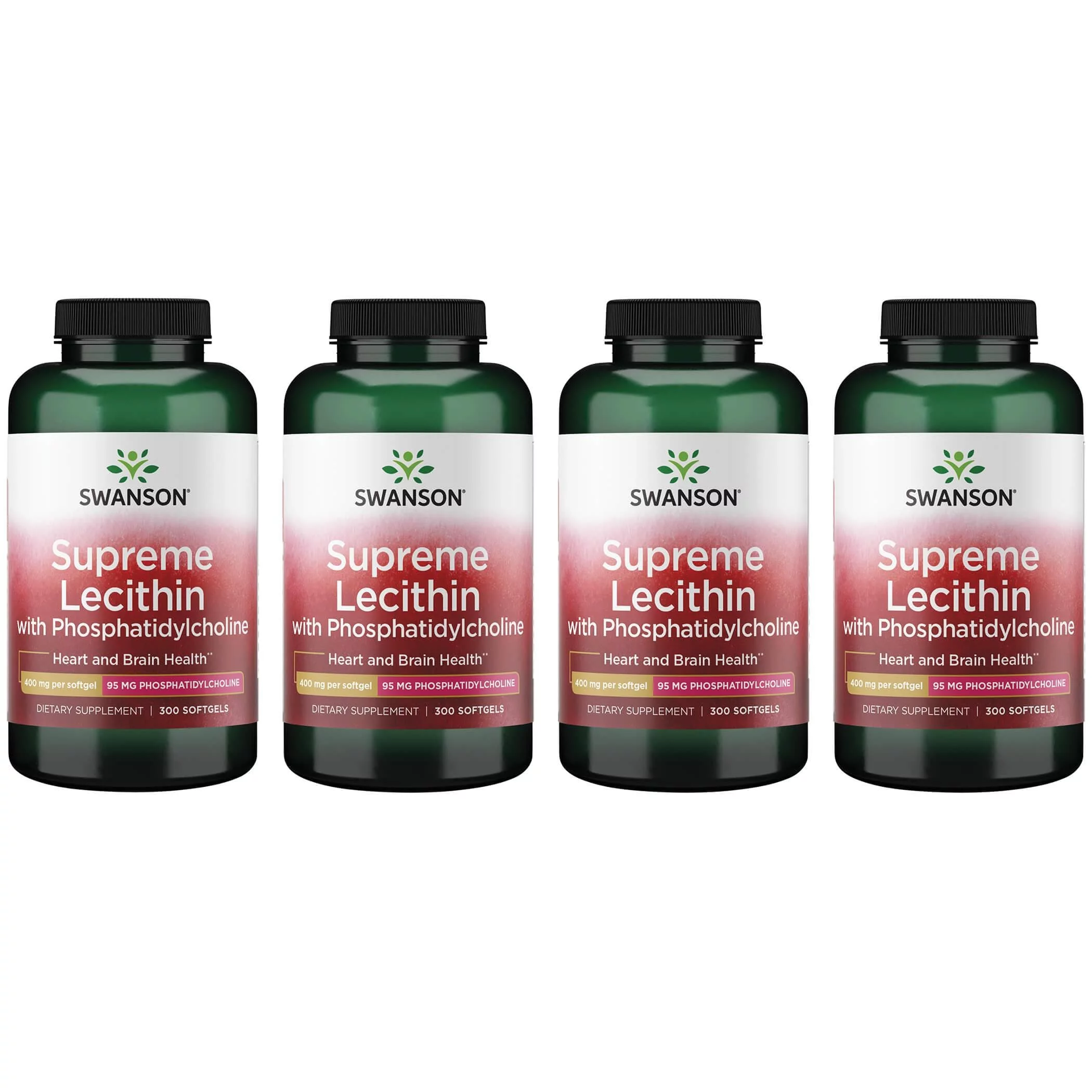 Swanson Supreme Lecithin with Phosphatidylcholine 300 Sgels 4 Pack