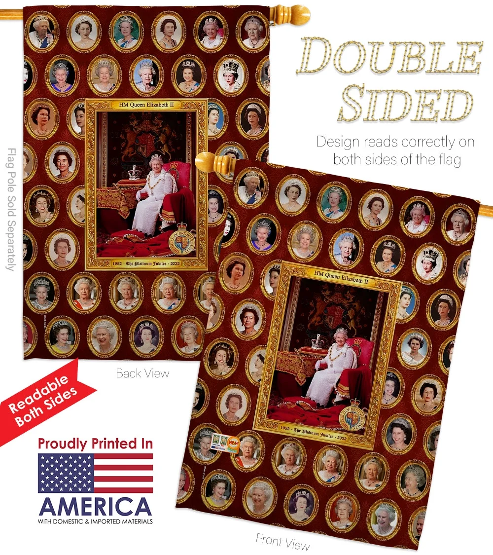 Hm Queen Elizabeth Ii House Flag Sympathy 28 X40 Double-Sided Yard Banner