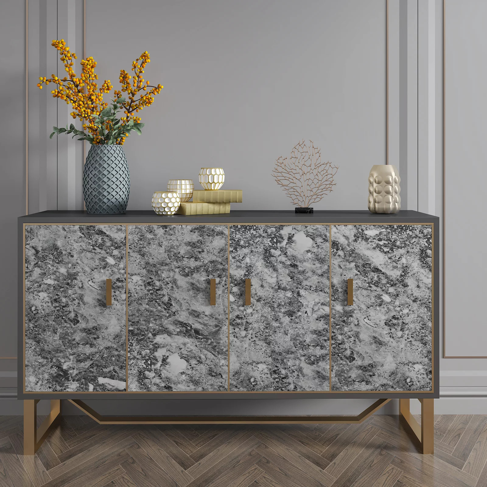 CRE8TIVE Thick Charcoal Grey Marble Contact Paper Self Adhesive 24