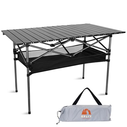 Opliy Portable Folding Camping Table for 2-4 Persons Aluminum Collapsible Table Lightweight with Carry Bag for Camping, Hiking, Picnics, BBQ, Beach Trips & Tailgating