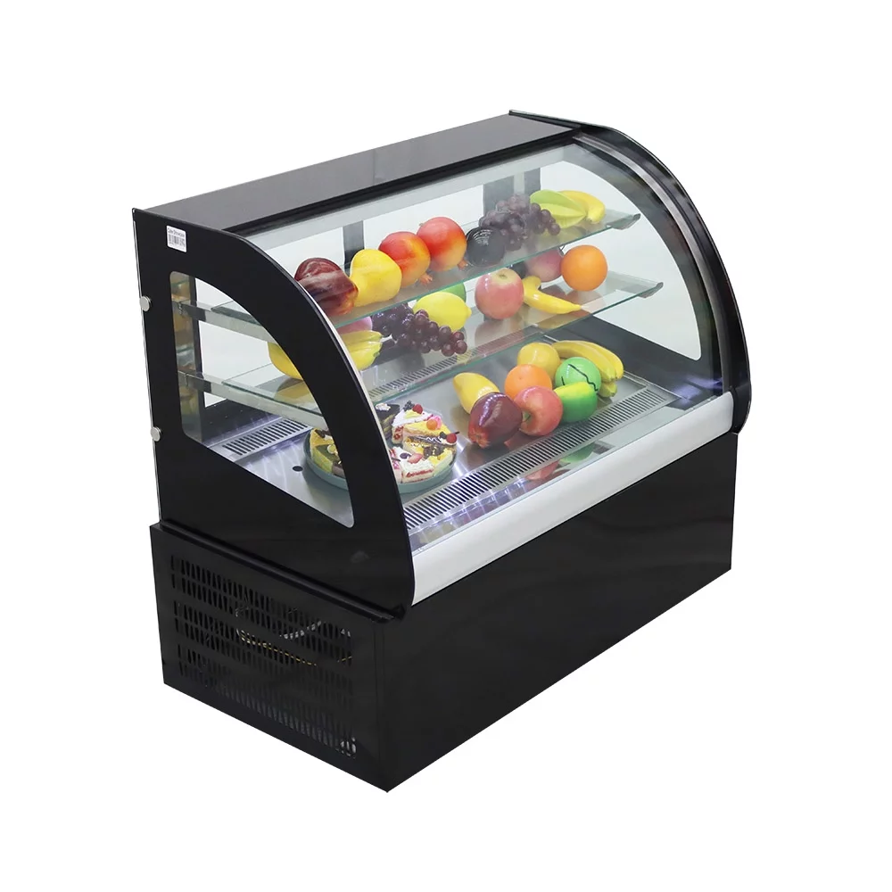 PreAsion Desktop Refrigerated Cake Display Cabinet Rear Sliding Doors Bakery Showcase 220V