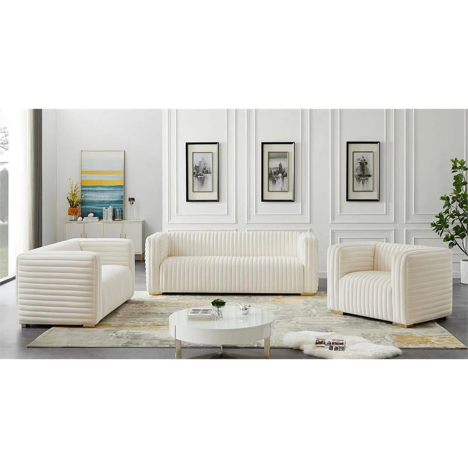Meridian Furniture Ravish Cream Velvet Loveseat