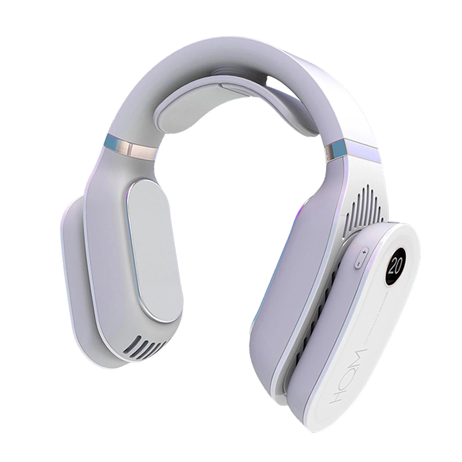 Portable Hanging Cooling Heater Air Conditioner Wearable Neck Speeds, Provide Sleep - White -B